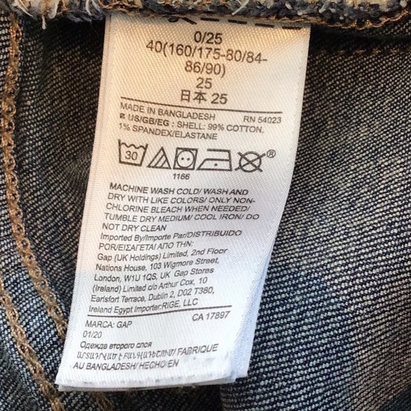 GAP Denim Girlfriend Dark Indigo Mid-Rise Tapered Leg Denim Jeans 0/25 - Picture 7 of 8